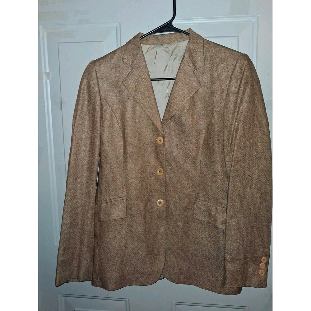 Vintage Dara New York Brown 100% Silk Blazer Women's Sz 4 USA Made Button Up